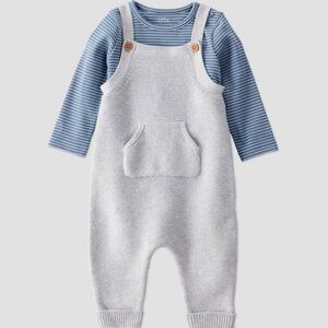 Baby Gray Knit Overalls, size 6 months NWT